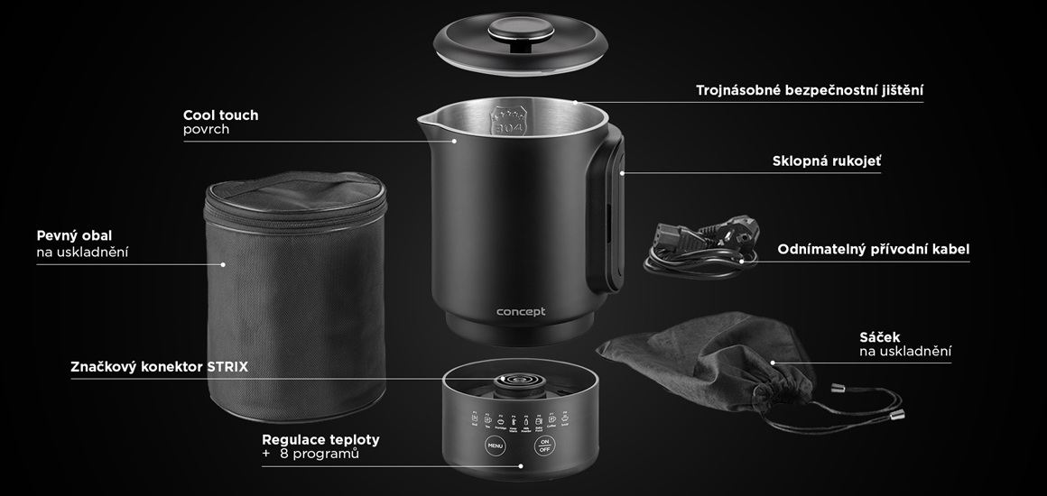 Cestovní rychlovarná konvice s regulací teploty 0,6 l Smart Travel Concept