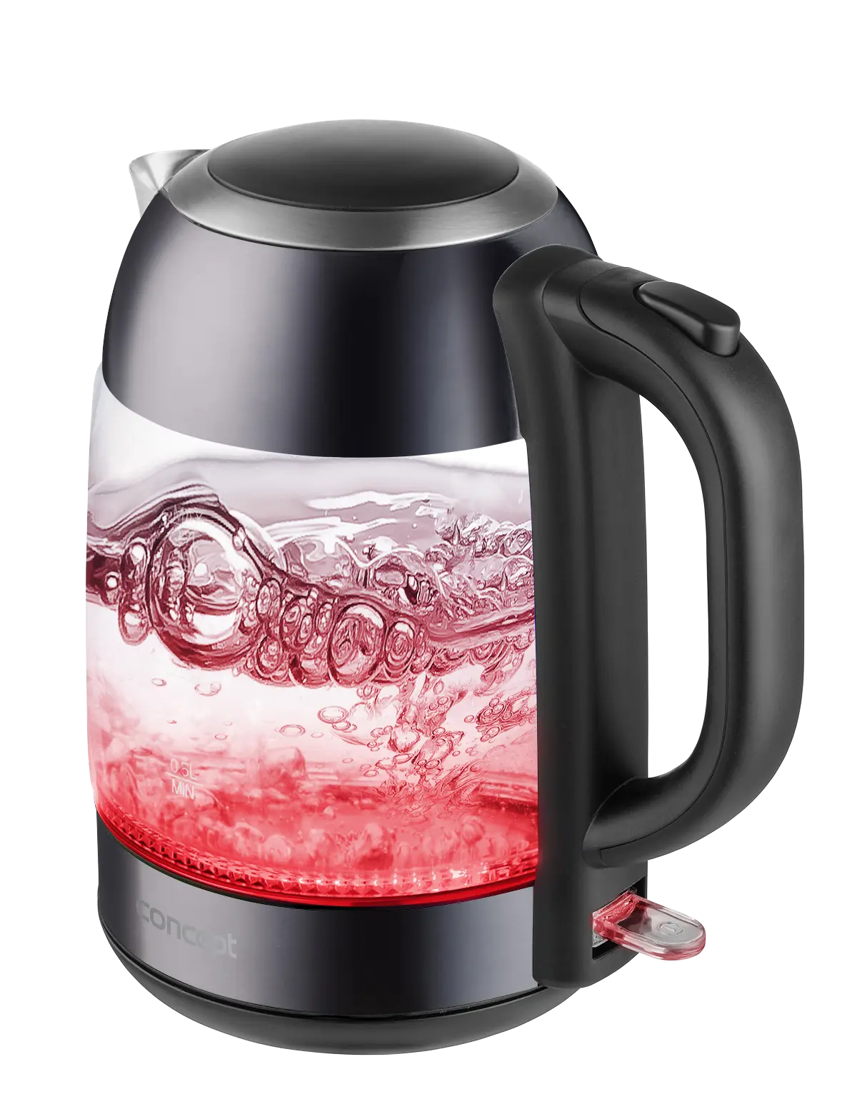 RK4082 Rýchlovarná kanvica sklenená, 1,7 l, tmavý nerez