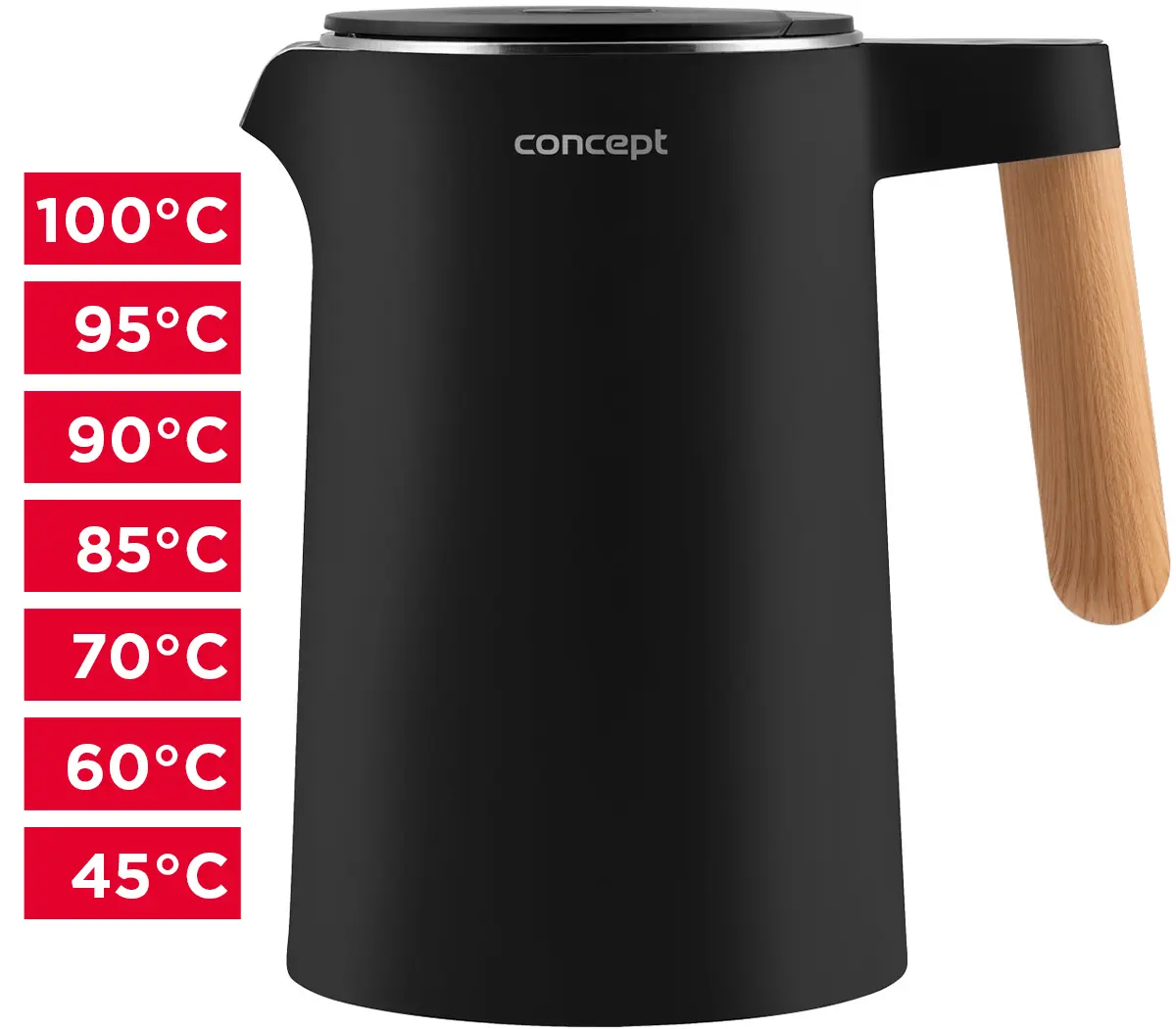Rýchlovarná kanvica nerezová 1,5 l Salt & Pepper čierna RK3301
