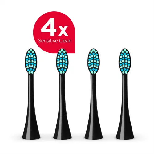 ZK0073 Náhradné hlavice k zubným kefkám PERFECT SMILE ZK701x, Sensitive Clean, 4 ks, čierne